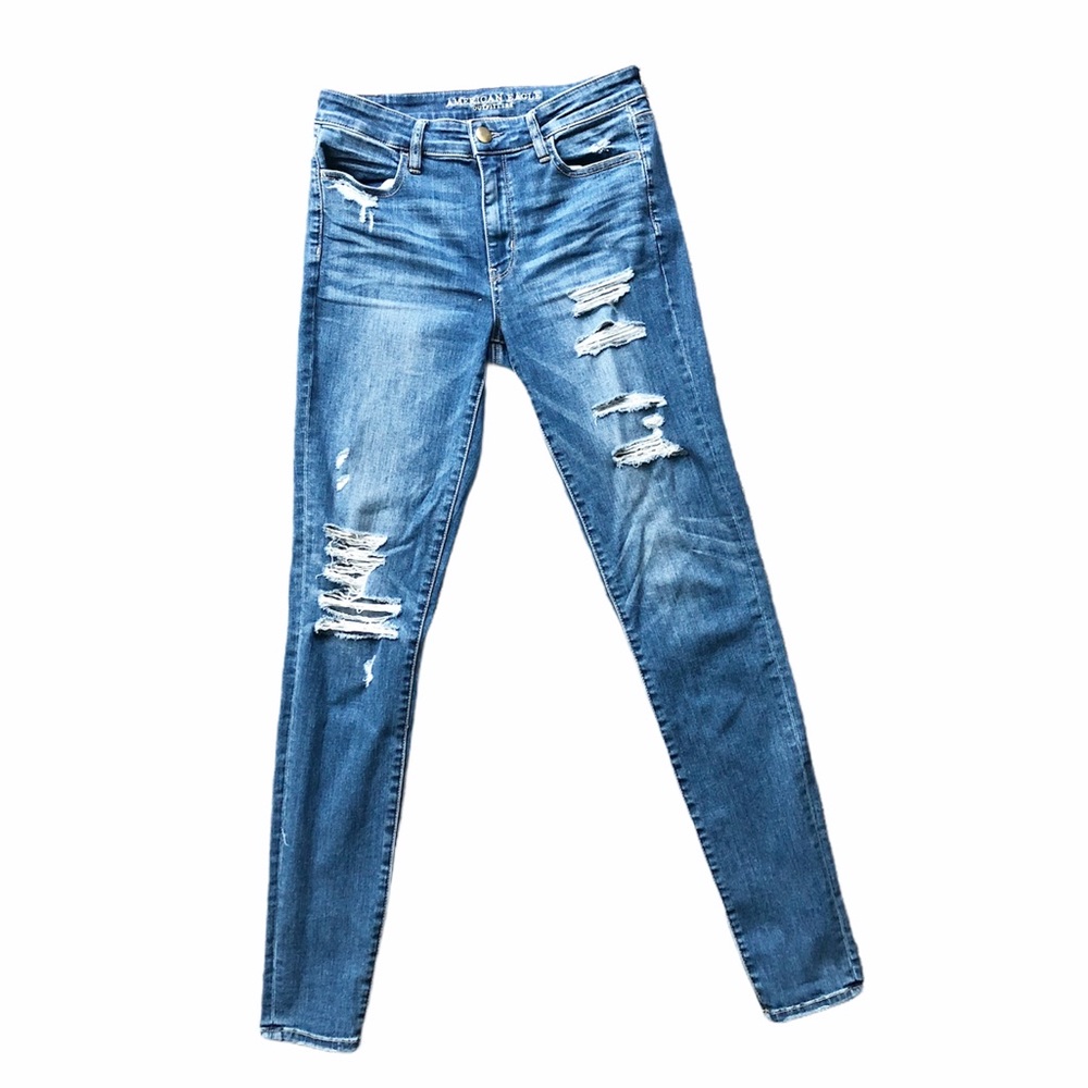 AE High Rise Super Stretch X Distressed Jean